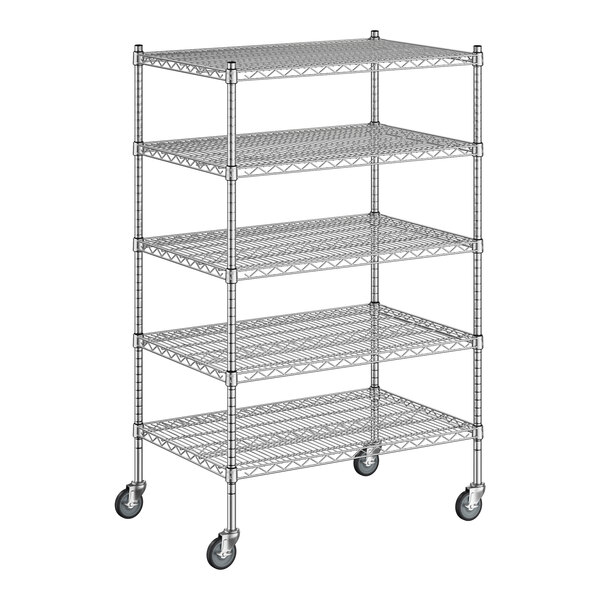 Regency 24" x 36" x 60" NSF Chrome Mobile Wire Shelving Starter Kit