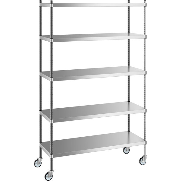 Regency 18" x 48" x 80" NSF Solid Stainless Steel Mobile Shelving