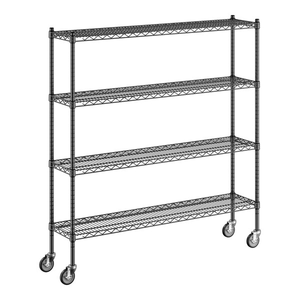 Regency 12" x 54" x 60" NSF Black Epoxy Mobile Wire Shelving Starter