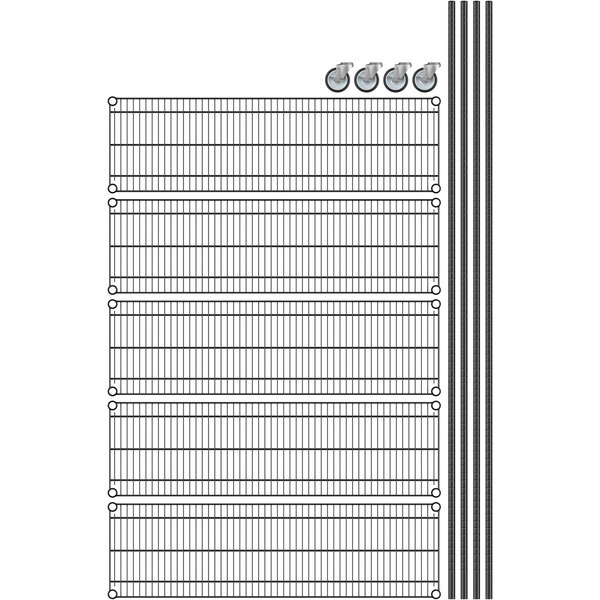 Regency 14 X 48 X 92 NSF Black Epoxy Mobile Wire Shelving Starter regency-14-x-48-x-92-nsf-black-epoxy-mobile-wire-shelving-starter
