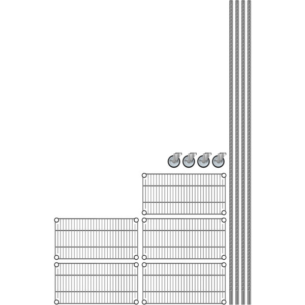 Regency 12 X 24 X 92 NSF Chrome Mobile Wire Shelving Starter Kit regency-12-x-24-x-92-nsf-chrome-mobile-wire-shelving-starter-kit