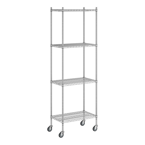 Regency 18" x 30" x 92" NSF Chrome Mobile Wire Shelving Starter Kit