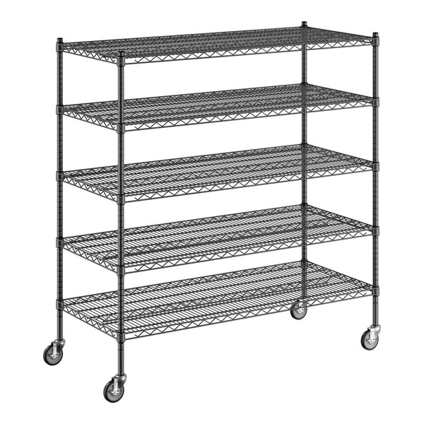 Regency 24" x 54" x 60" NSF Black Epoxy Mobile Wire Shelving Starter