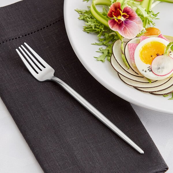 Acopa Odin Black 18/8 Brushed Stainless Steel Extra Heavy Weight Forged Flatware  Set with Service for 12 - 60/Pack