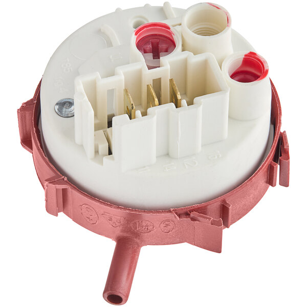 A Main Street Equipment Simple Pressure Switch with red and white plugs.