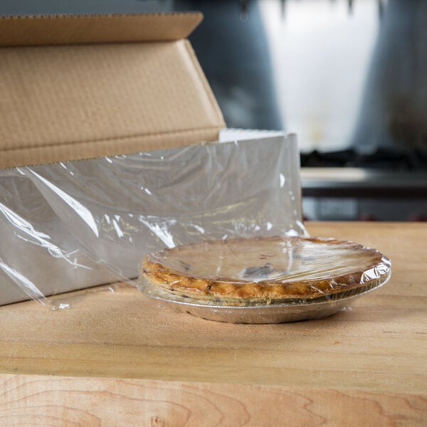 A pie in Western Plastics perforated plastic wrap.