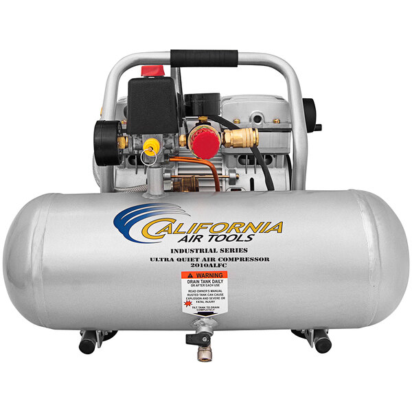 The California Air Tools Industrial Series air compressor with an aluminum tank.