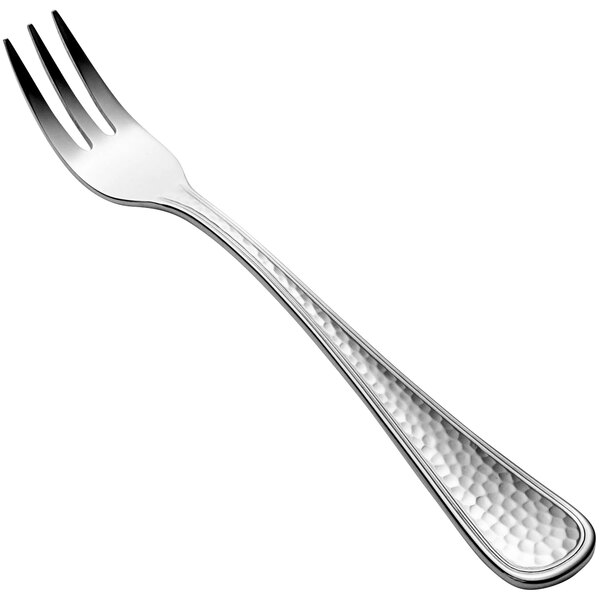 A Bon Chef stainless steel cocktail/oyster fork with a silver handle.