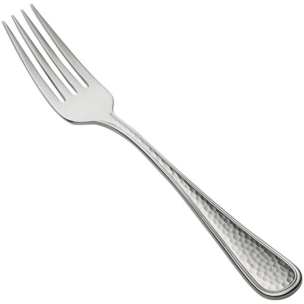 A Bon Chef stainless steel salad fork with a textured handle.