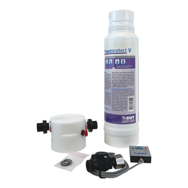 The Eloma BestProtect V water filtration system with a purple and white label.