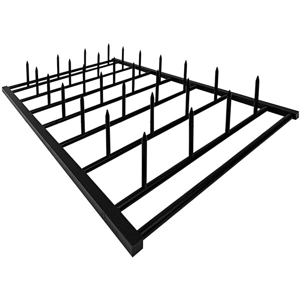 A black metal rack with spikes for an Eloma potato baker.