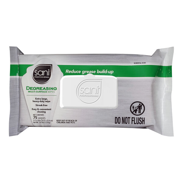 Sani Professional 75 count Degreasing Multi Surface Wipes 11 1/2" X 10"