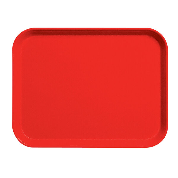 A rose red Cambro rectangular tray with a white background.