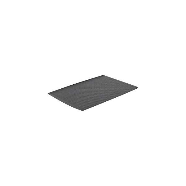 A black rectangular plate with a white background.