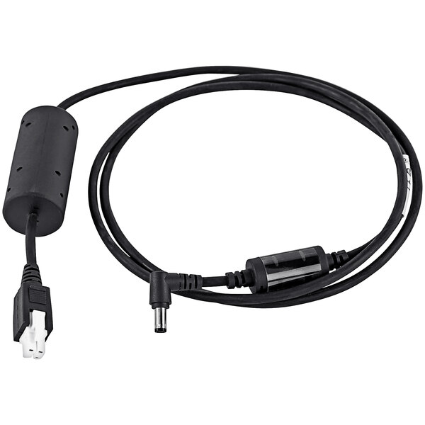 A black Zebra DC power cable with a white connector.