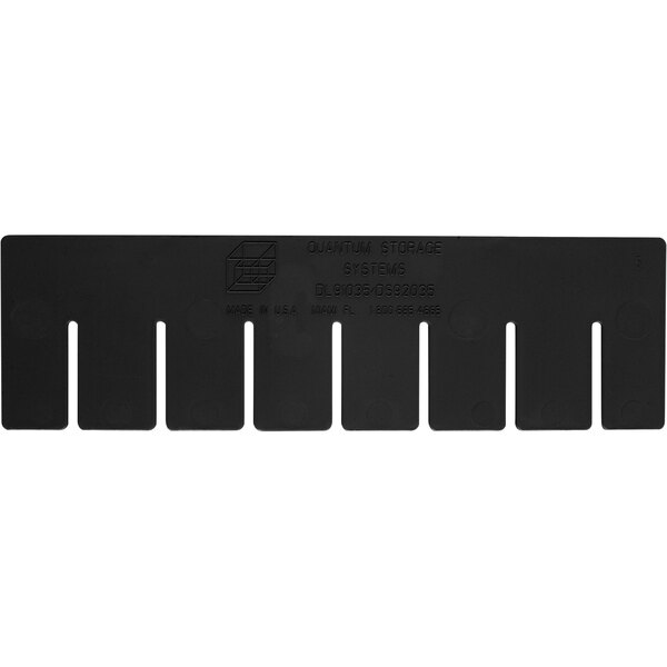 A black plastic strip with five holes and text that reads "Quantum" and "Conductive Divider"