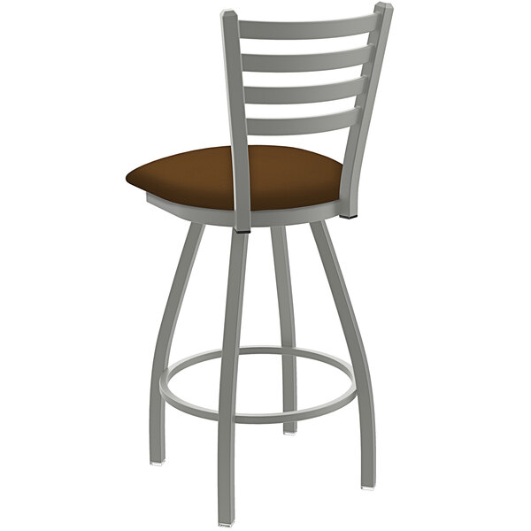 Holland Barstool XL 410 Jackie 30" Ladderback Swivel Bar Stool with Anodized Nickel Finish and