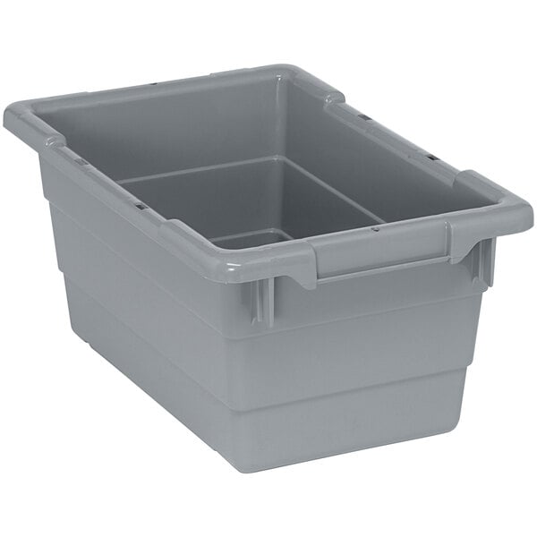 A Quantum gray plastic tub with built-in handle grips and bottom grooves.