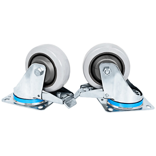 A set of Mibrasa casters with white wheels.