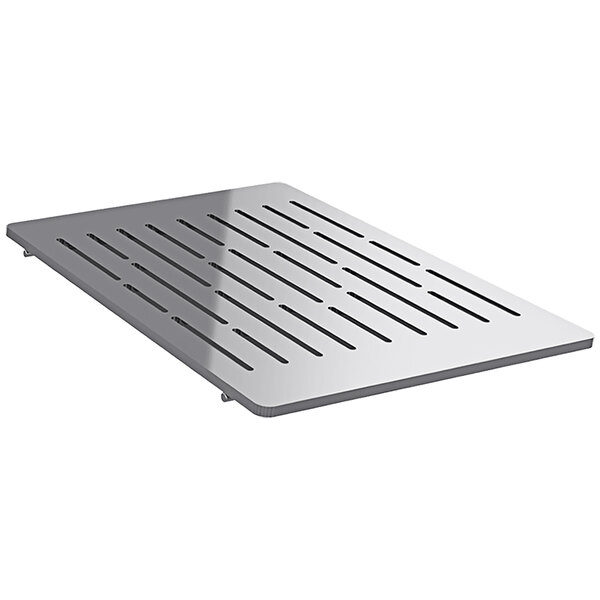 A stainless steel rectangular Mibrasa PTG perforated griddle.