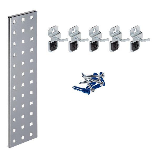 Triton Products 18" x 4 1/2" Silver Key Holder Pegboard Strip with 5 Hooks
