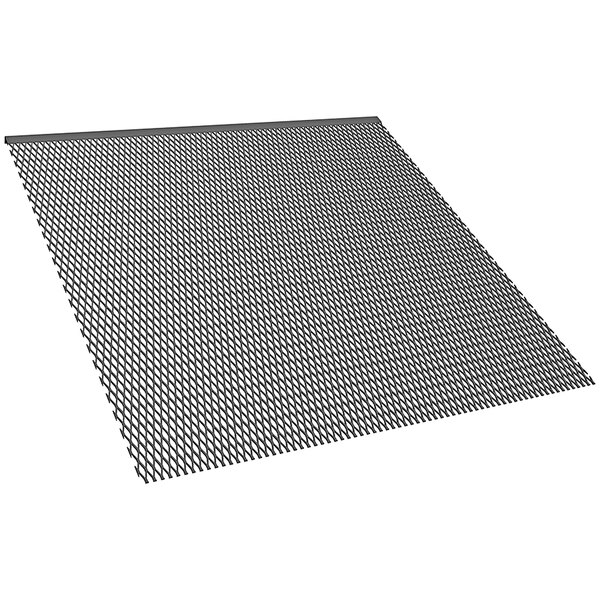 A close-up of a metal grid panel.