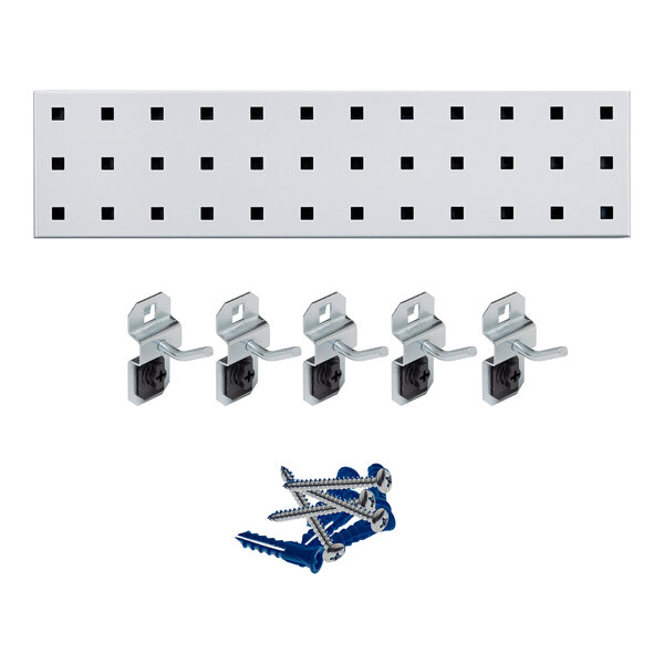 Triton Products 18" x 4 1/2" White Key Holder Pegboard Strip with 5 Hooks