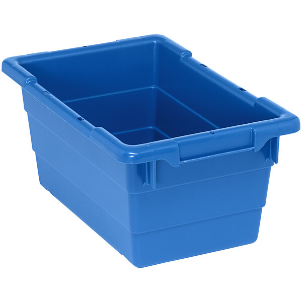 A blue Quantum plastic tub with built-in handles.