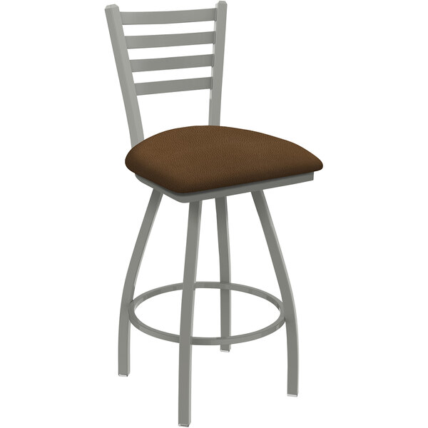 Holland Bar Stool XL 410 Jackie 30" Ladderback Swivel Bar Stool with Anodized Nickel Finish and