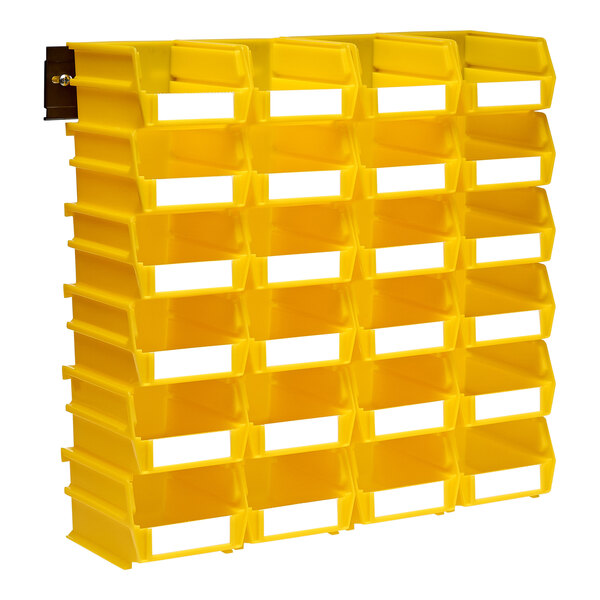 Triton Products LocBin Wall Storage System with (24) 5 3/8" Yellow Bins and (2) Rails 3-210YWS