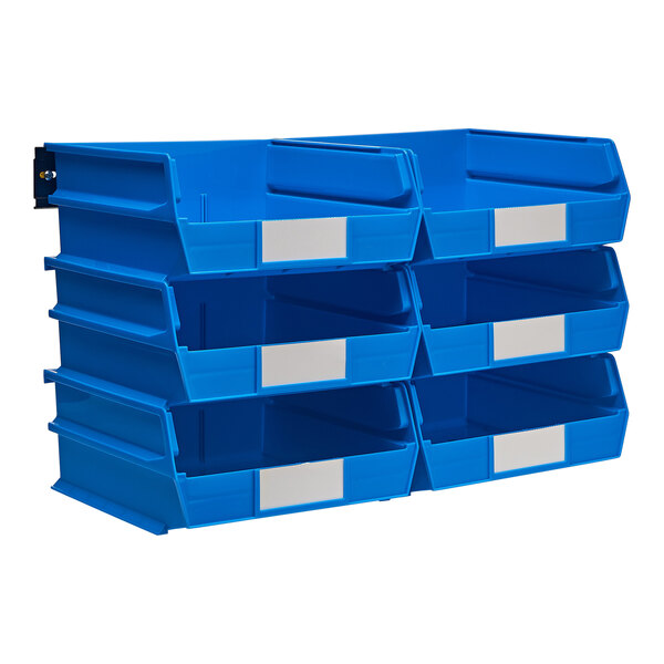 Triton Products LocBin Wall Storage System with (6) 10 7/8" Blue Bins and (2) Rails 3-235BWS