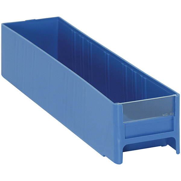 A blue high impact polystyrene Quantum drawer with a clear lid.
