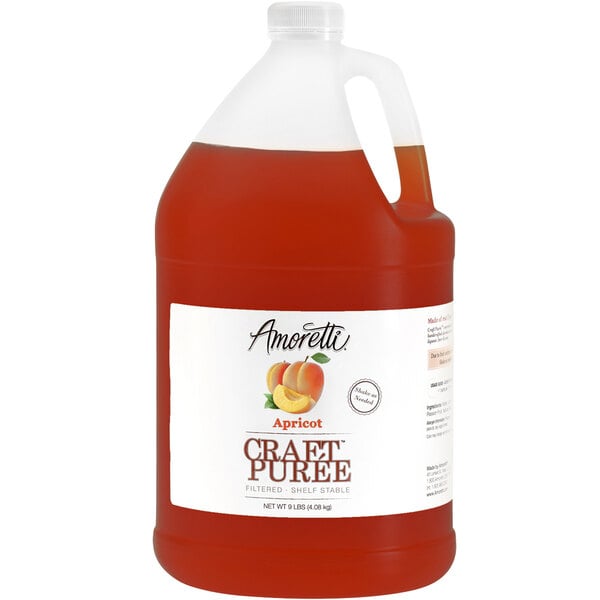 A white jug of Amoretti Apricot Craft Puree.