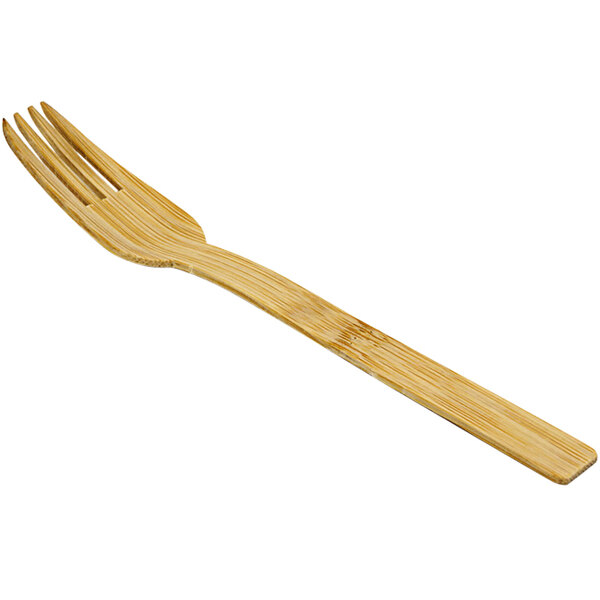 A Solia Natural Bamboo fork with a wooden handle.