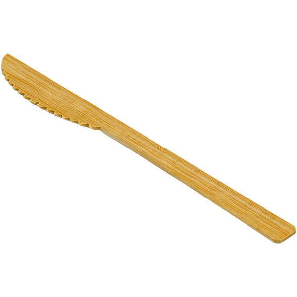 A Solia natural bamboo knife with a handle.