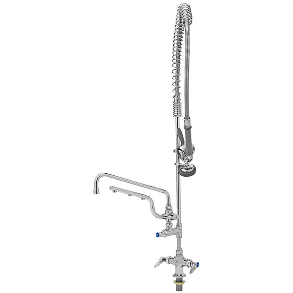 A T&S stainless steel pre-rinse faucet with a hose.