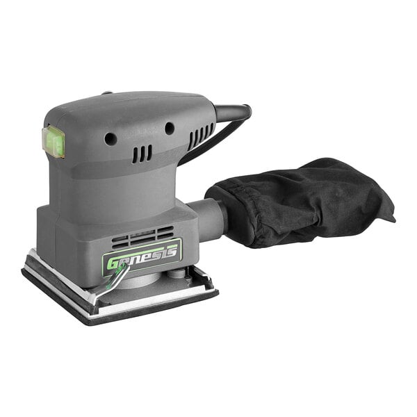 Genesis 1/4 Sheet Palm Sander with Dust Bag and Sandpaper Assortment