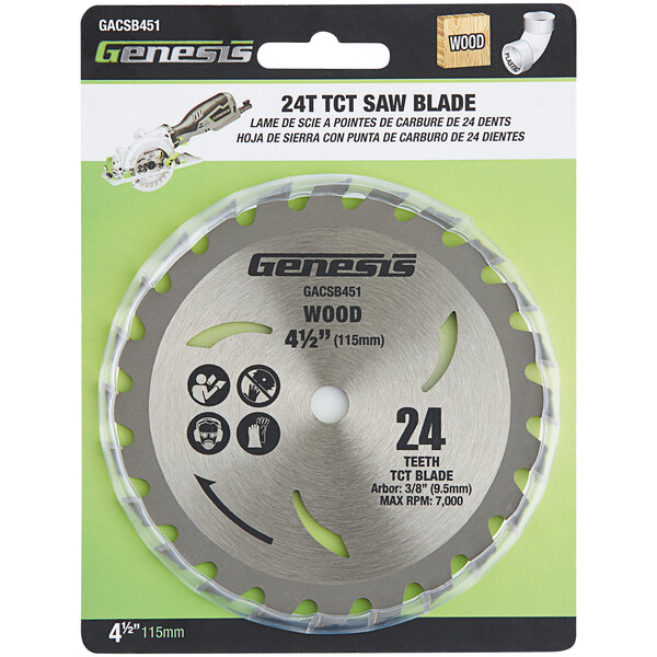 Genesis 4 1/2" 24 Teeth Tungsten Wood Cutting CarbideTipped Saw Blade