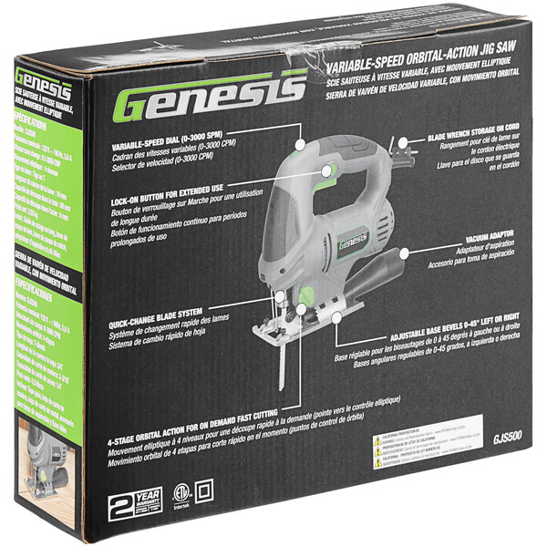 Genesis VariableSpeed Orbital Action Jigsaw with Rip Guide, Vacuum
