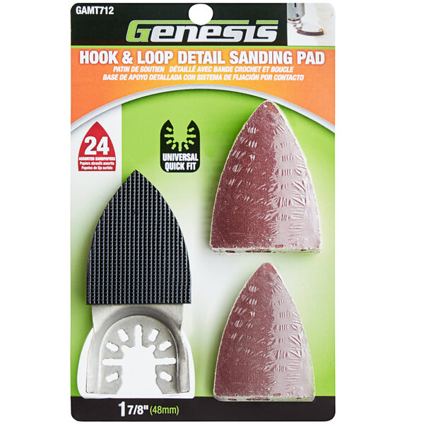 Genesis 1 7/8" Hook and Loop Detail Sanding Pad Kit with 24 Assorted