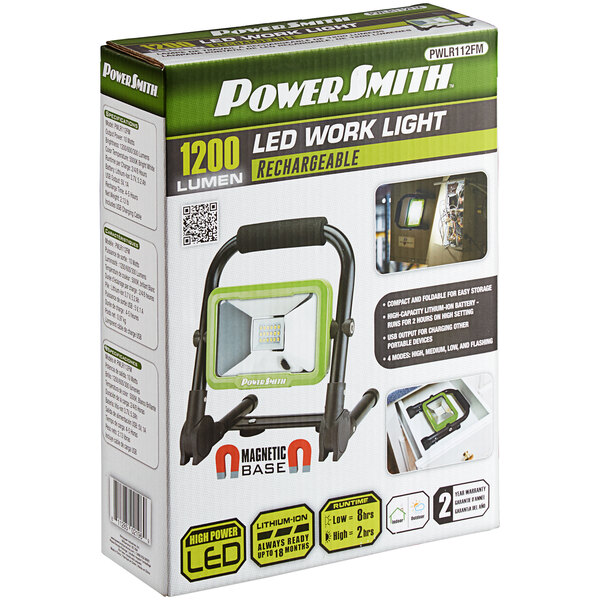 PowerSmith 1,200 Lumen Weatherproof Rechargeable LED Work Light with 4