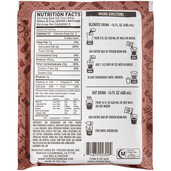 The Frozen Bean Single Serve Frozen Hot Chocolate Mix 12/Case