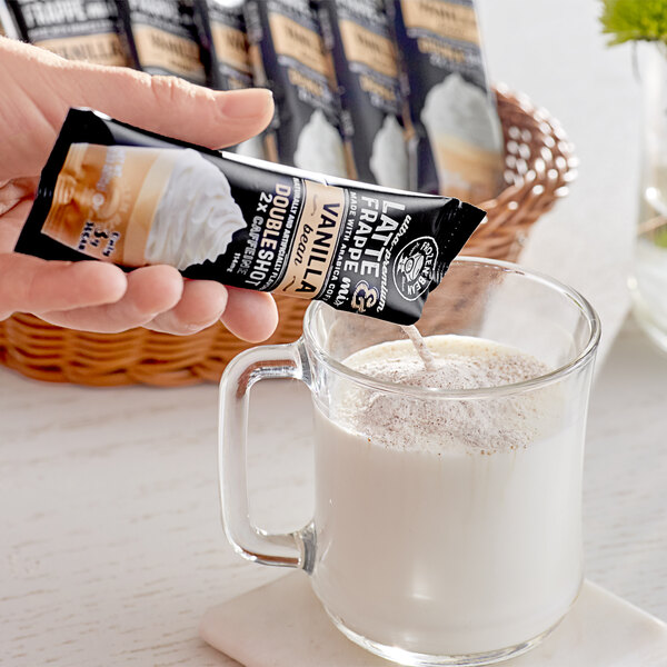 The Frozen Bean Single Serve Double Shot Vanilla Bean Latte Blended Iced Coffee Mix 20/Case