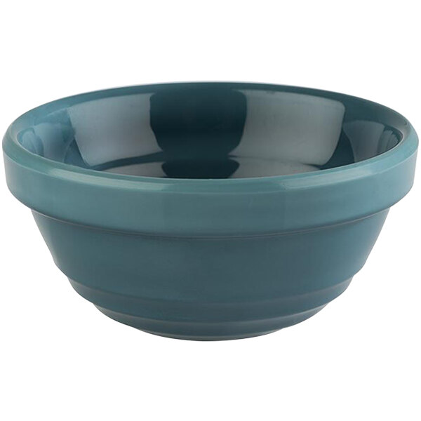 A blue APS Emma melamine bowl on a white background.