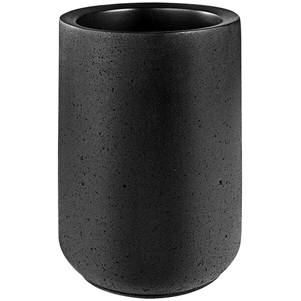 A black cylinder shaped melamine wine bottle cooler.