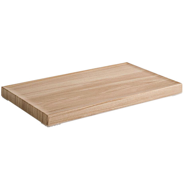 A rectangular wooden APS Frida melamine serving tray.