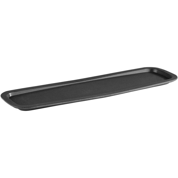 A black rectangular APS Iron melamine tray with a handle.
