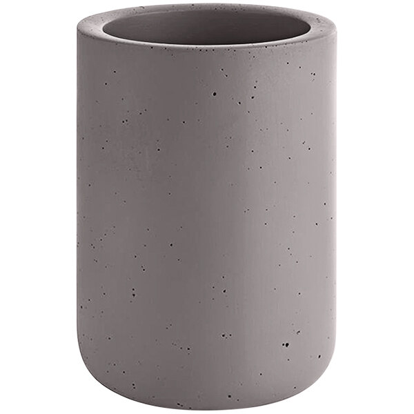 A grey cylindrical APS Element faux concrete wine bottle cooler with black specks.