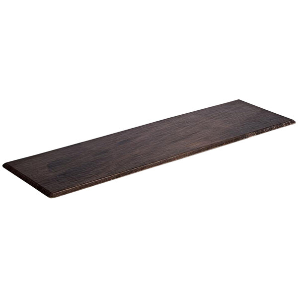 An APS Oak melamine serving tray on a wooden plank.