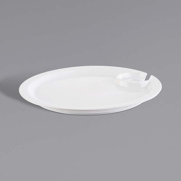 APS 7 1/2" White Round Cocktail Plate with Glass Holder 12/Case